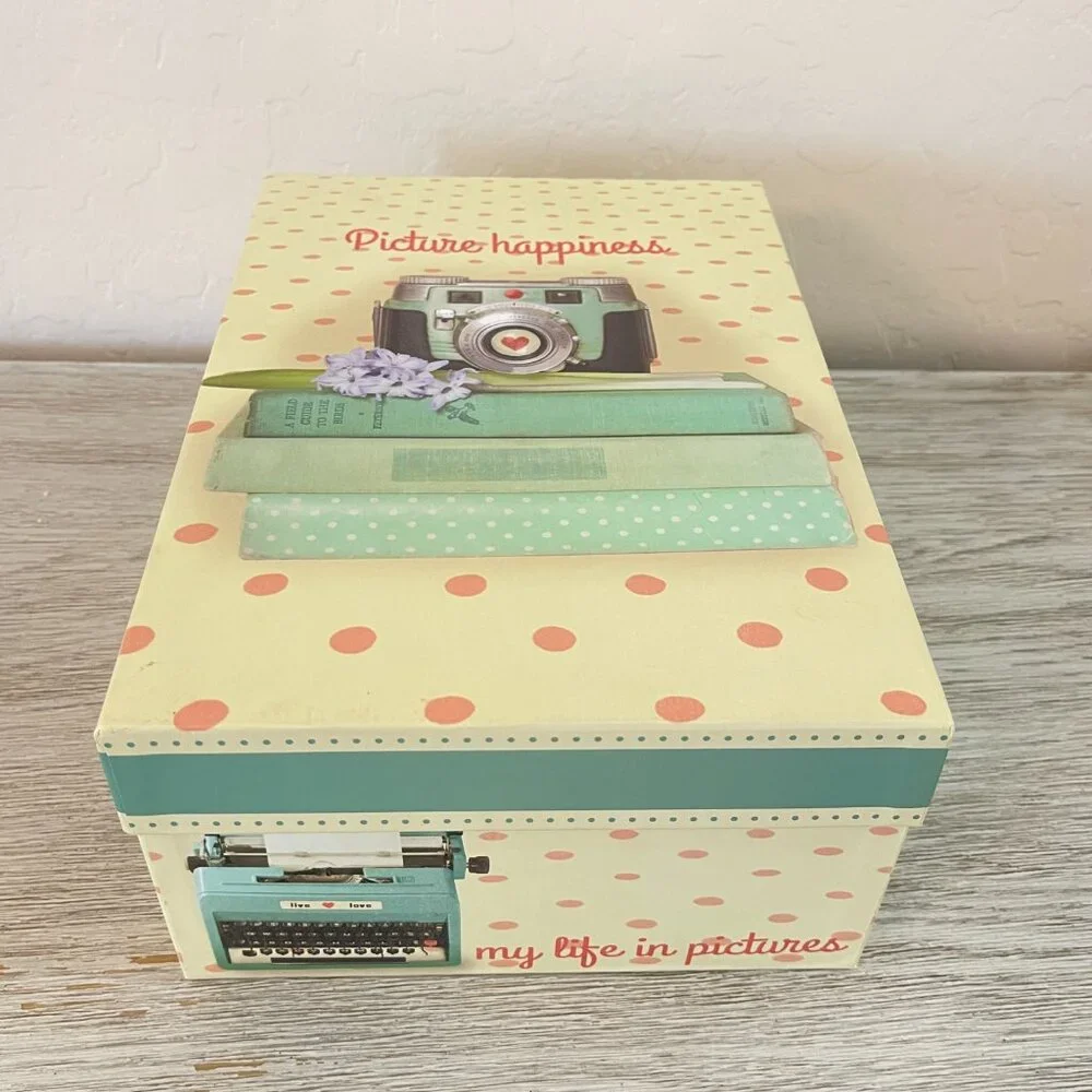 Storage Box Picture Happiness Camera Books Typewriter Flowers Photo